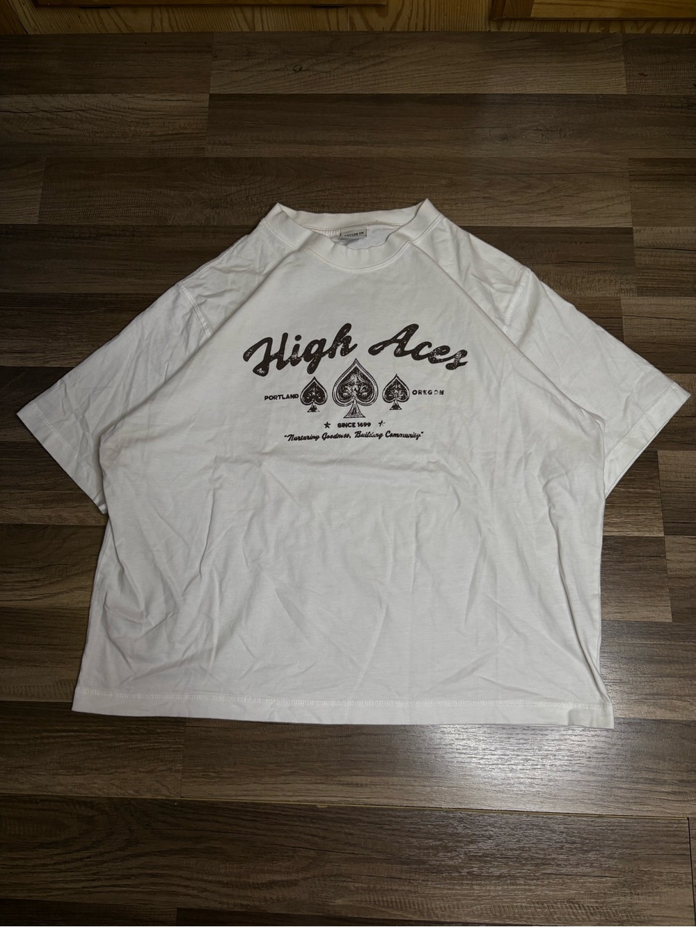 Cotton On High Aces Portland Oregon Graphic White Men's L Cropped Jersey T-Shirt